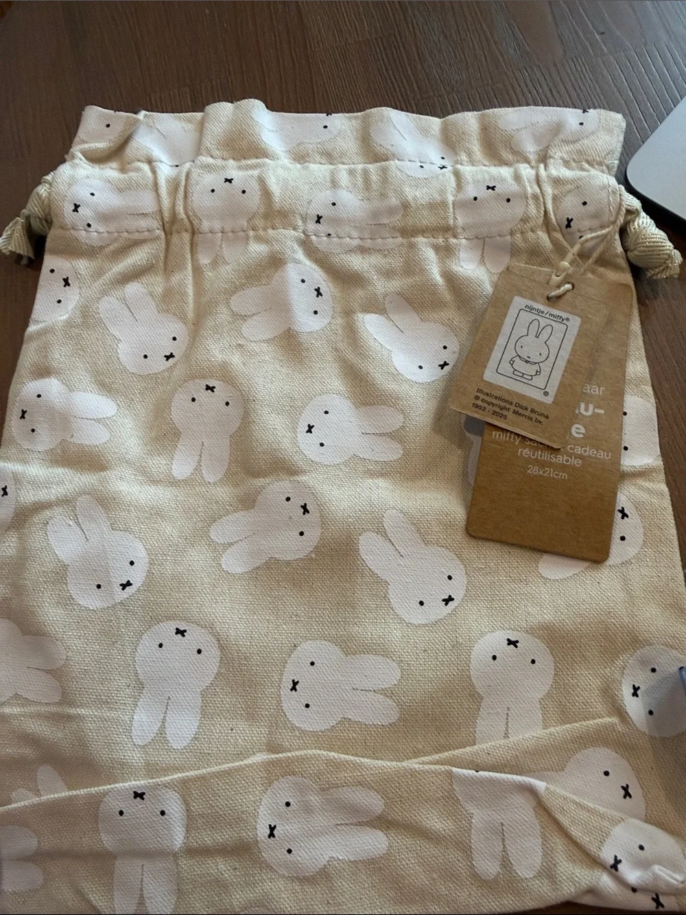 NWT Miffy Cream Gift Bag with Miffy Print